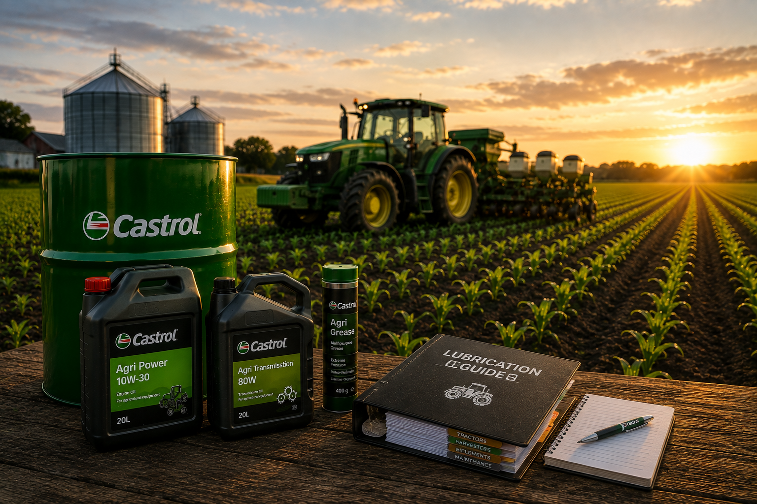 Agricultural maintenance specialists inspecting farm equipment