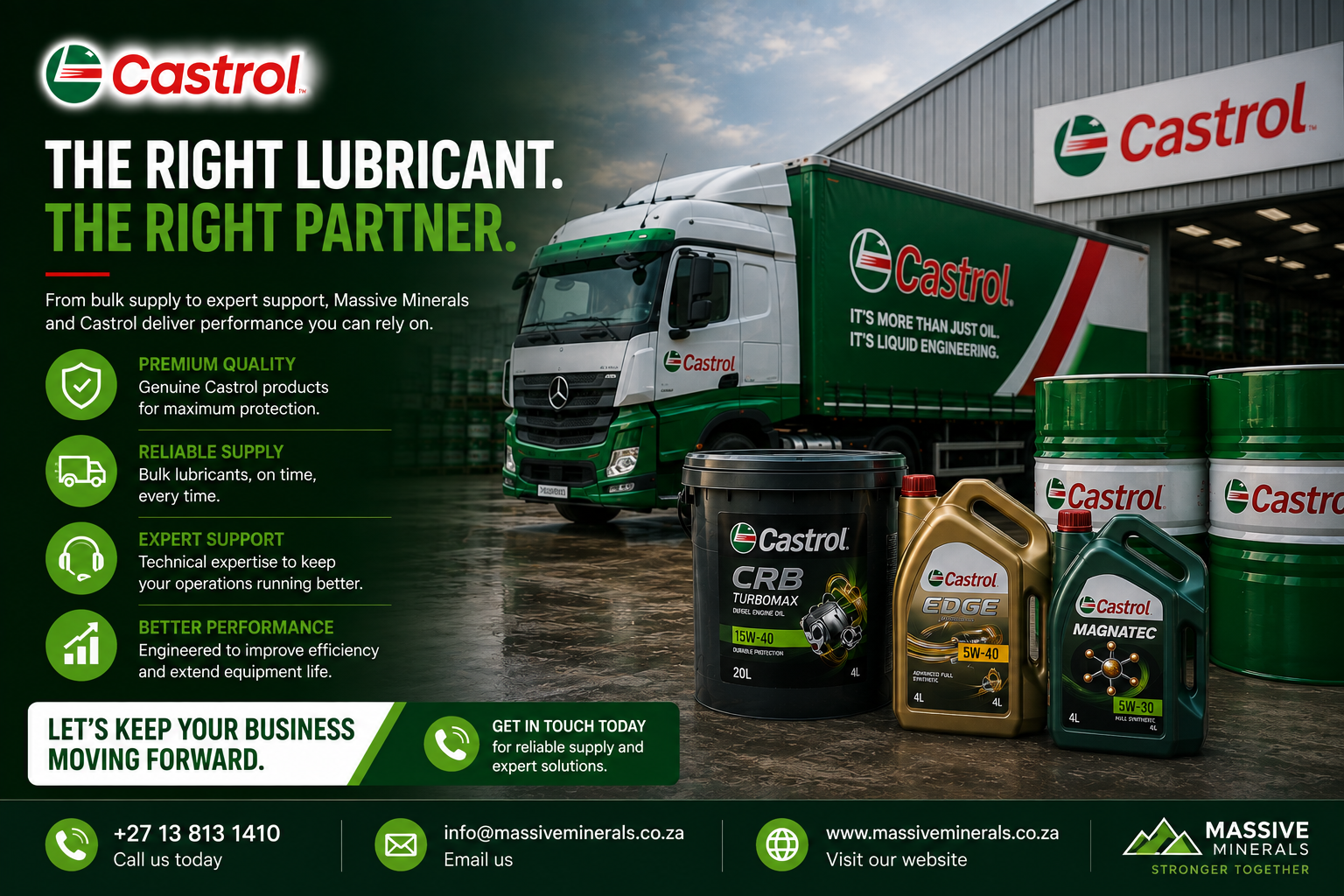 Official Castrol products and distribution support