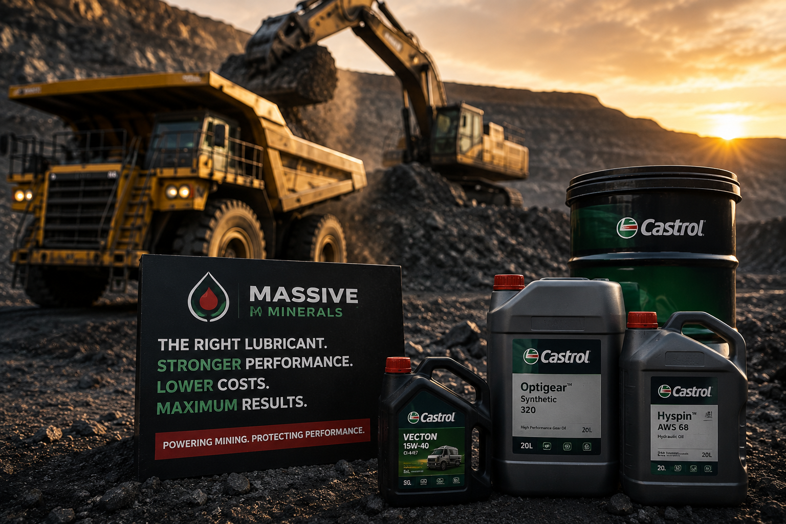 Mining equipment and Castrol lubricant products