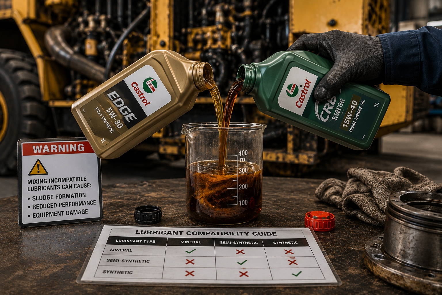 Different lubricants being kept separate