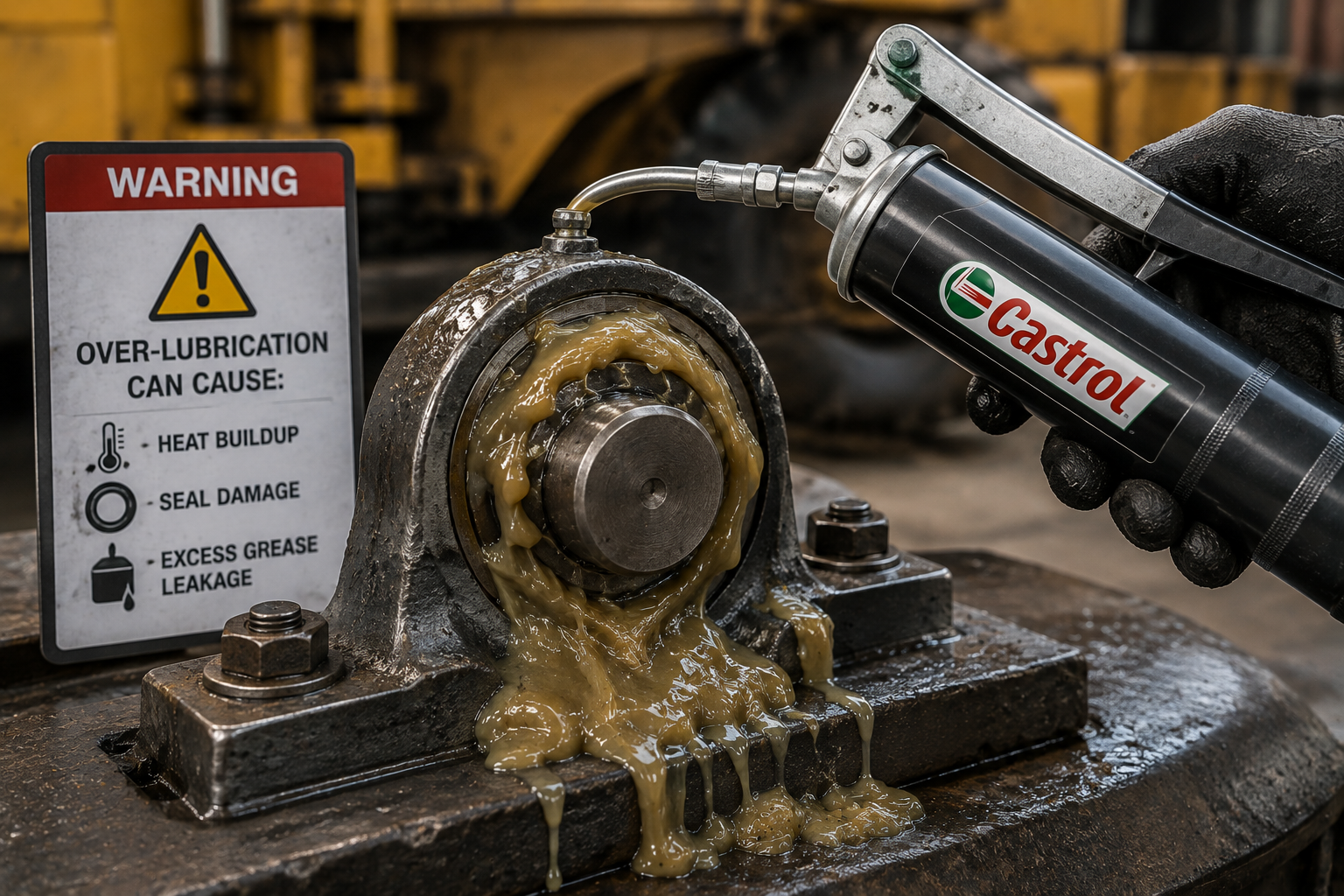 Over-lubricated bearing with excess grease
