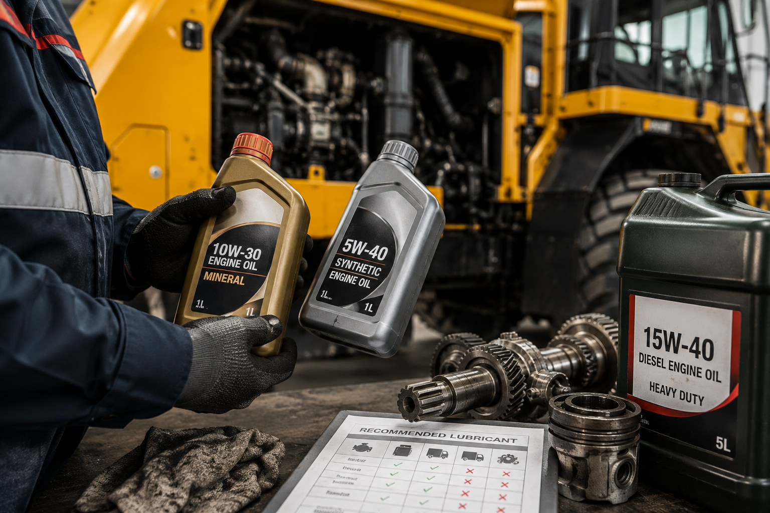 Different lubricant types and grades